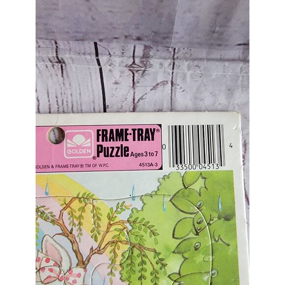 Vintage 80s Spring Showers Frame Tray Bunny Easter Puzzle Ages 3-7 Golden - Picture 5 of 9